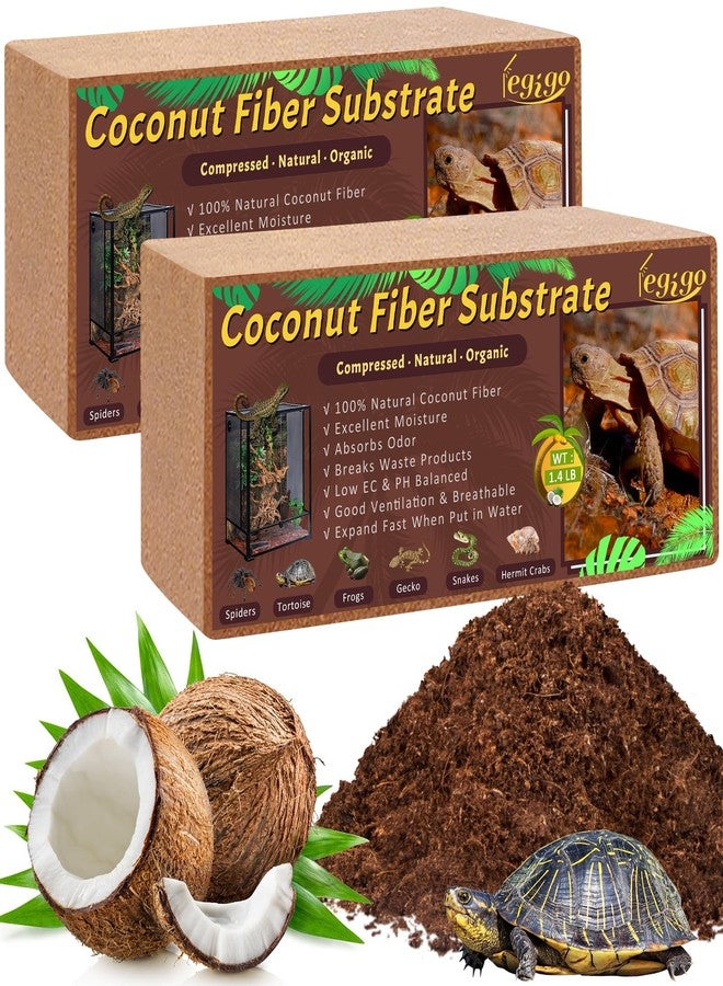 Legigo 2 Pack Compressed Coconut Fiber Substrate - 100% Organic Coconut Fiber Brick Bedding for Reptiles, Natural Coco Husk Substrate Terrarium Bedding for Snake, Hermit Crabs, Frogs, Tortoise, Gecko - Image 1